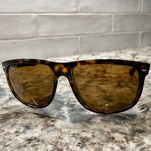 Polarized Ray-Ban Boyfriend Sunglasses in Light Brown Havana